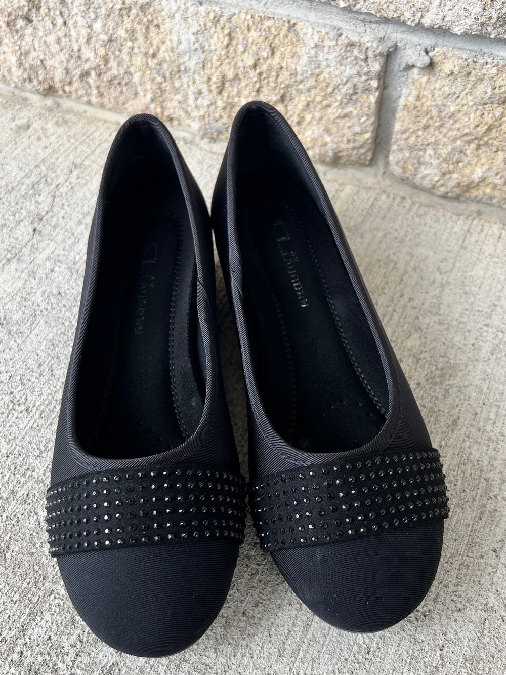 CL by Laundry Black Studded Ballet wedge